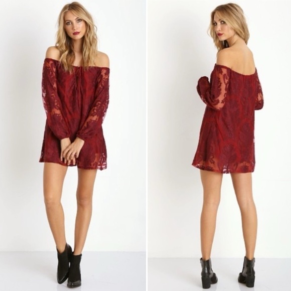 For Love and Lemons Sangria Dress in Crimson Red - Picture 2 of 11
